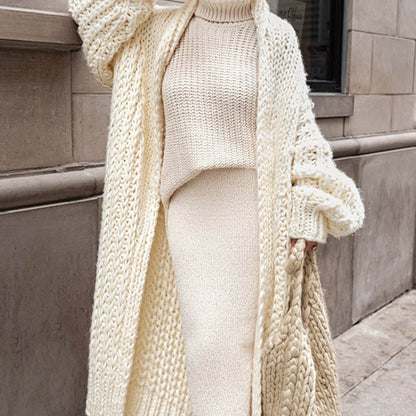 Hazel | Women’s Floor-Length Cable Knit Cardigan Sweater