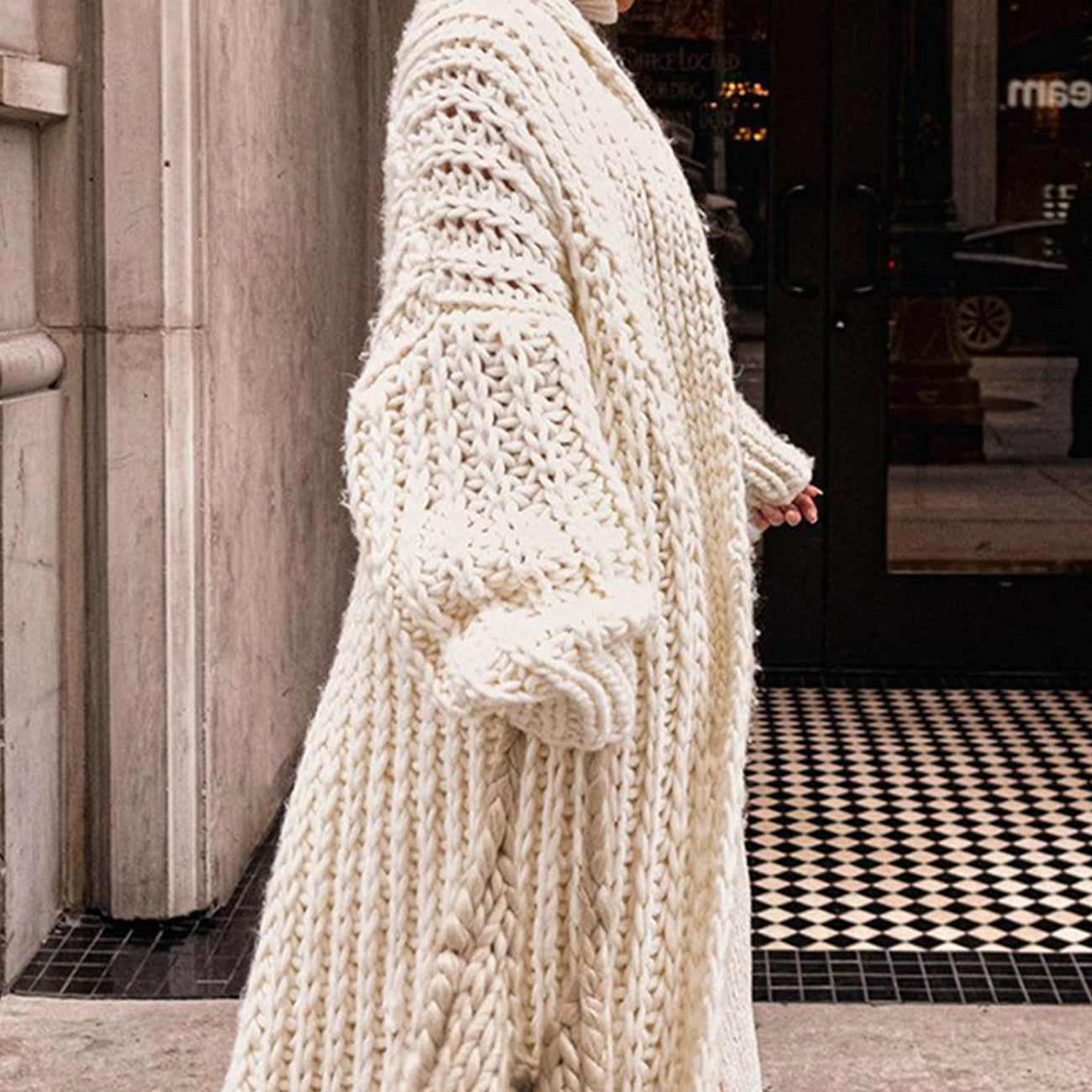 Hazel | Women’s Floor-Length Cable Knit Cardigan Sweater