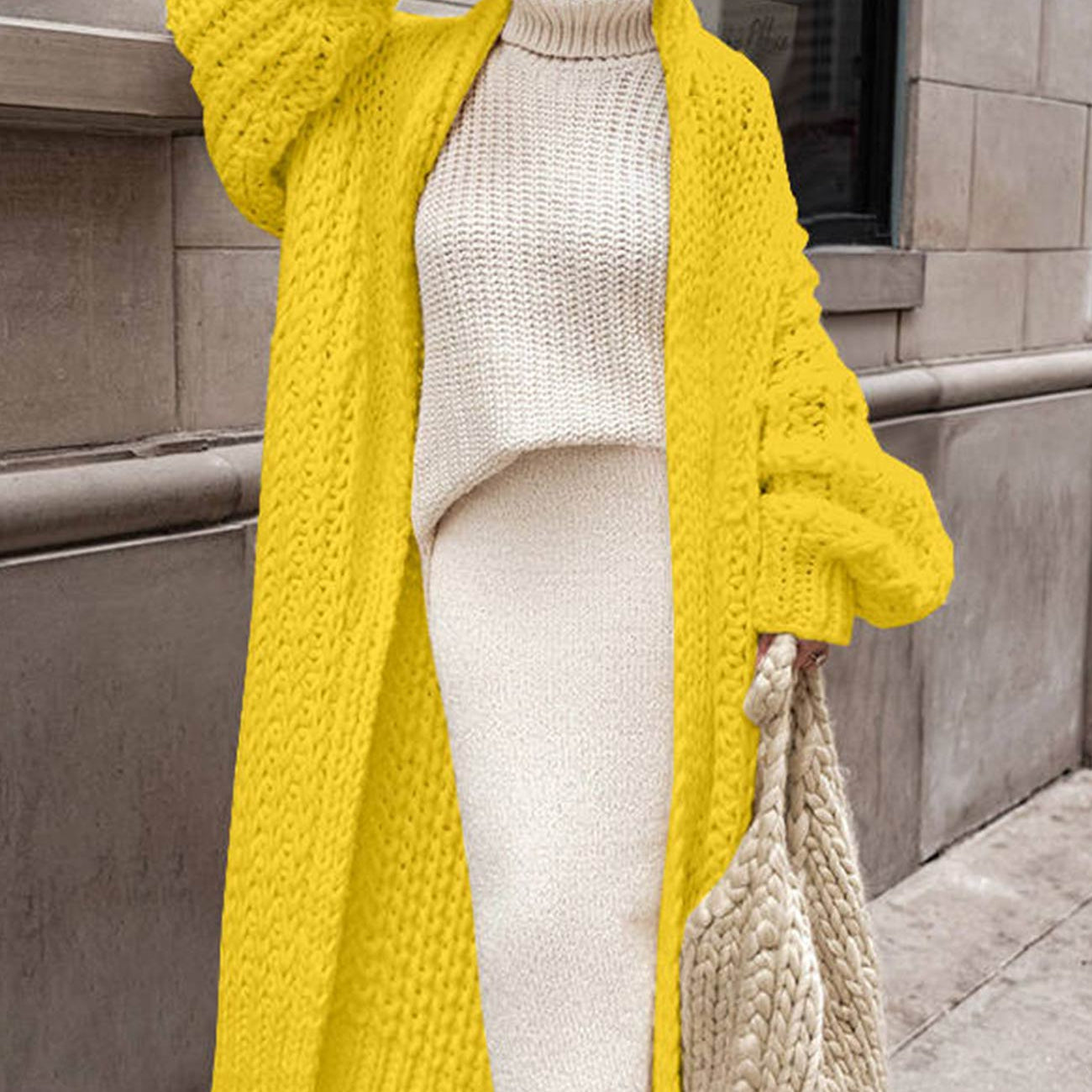 Hazel | Women’s Floor-Length Cable Knit Cardigan Sweater