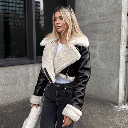 Ital | Women’s Short Fit & Fur Lined Leather Jacket