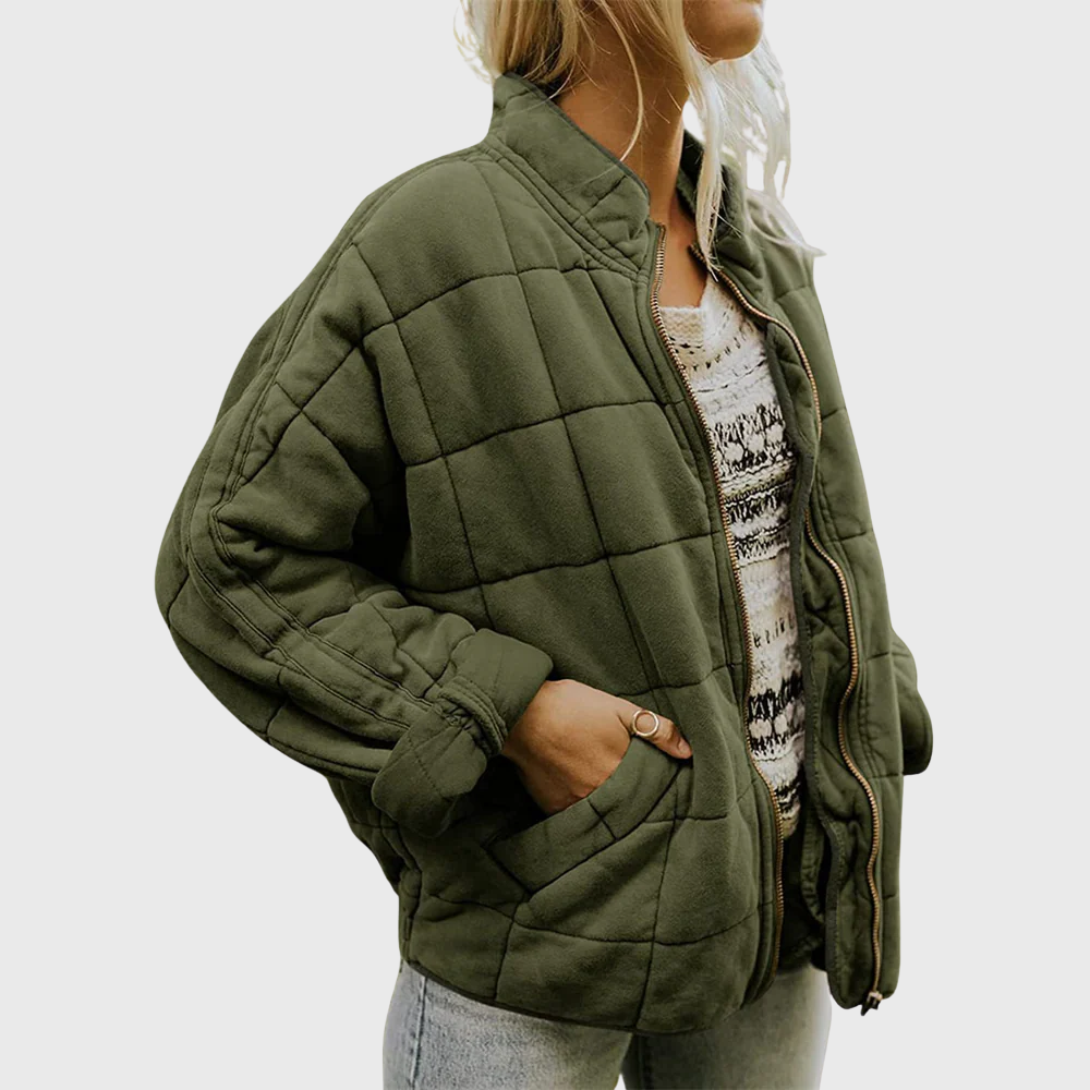 Zoey | Women’s Oversized Fleece Quilted Jacket with Stand Collar