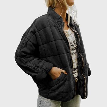Zoey | Women’s Oversized Fleece Quilted Jacket with Stand Collar