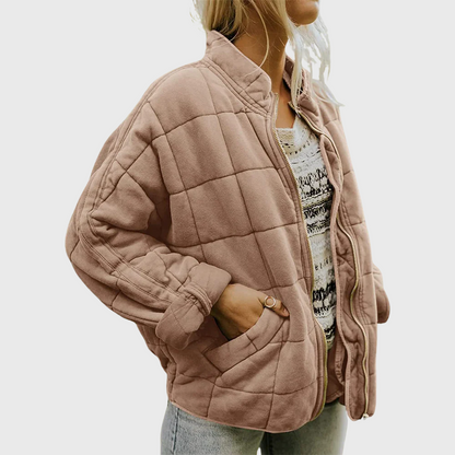 Zoey | Women’s Oversized Fleece Quilted Jacket with Stand Collar