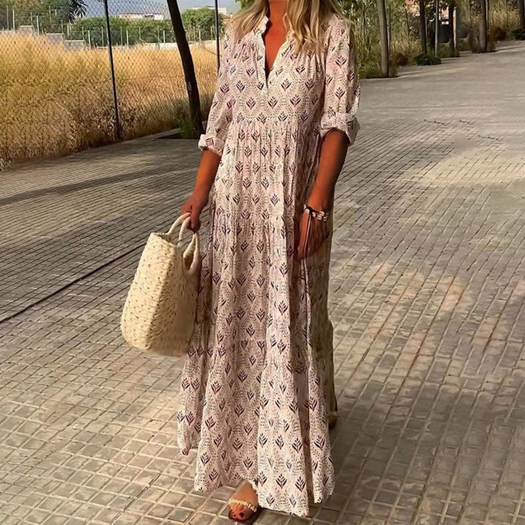 Sabrina | Women Long Sleeve Summer Boho Print Dress