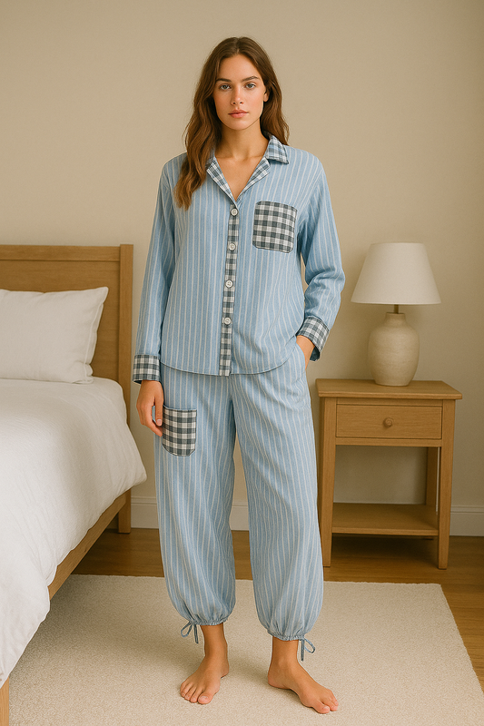 LunaEase Sleep Set | Two-Piece Women’s Pajamas with Relaxed Fit & Adjustable Drawstring Trousers