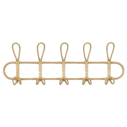 CaneCraft Wall Rack | Retro Rattan Design with 5 Hooks