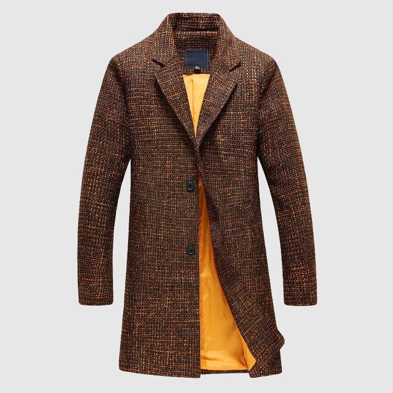 Emerson | Men’s Mid-Length Wool Coat with Elegant Notched Lapel