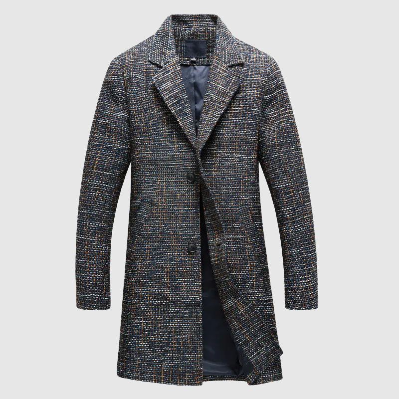 Emerson | Men’s Mid-Length Wool Coat with Elegant Notched Lapel
