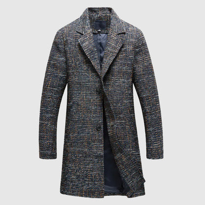Emerson | Men’s Mid-Length Wool Coat with Elegant Notched Lapel