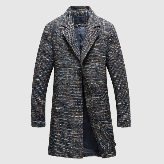 Emerson | Men’s Mid-Length Wool Coat with Elegant Notched Lapel