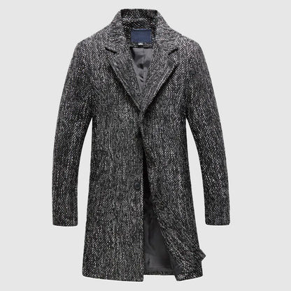 Emerson | Men’s Mid-Length Wool Coat with Elegant Notched Lapel