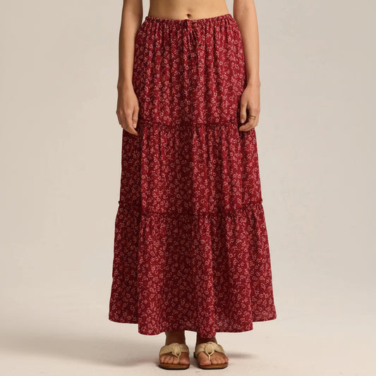 Daphne | Women’s Tiered Meadow Print Maxi Skirt
