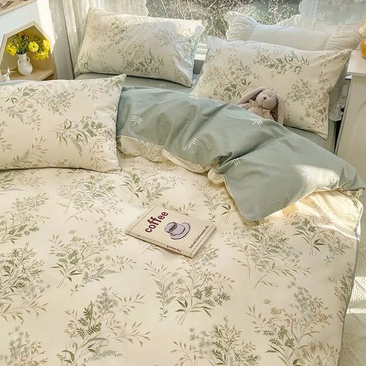 Elegant Floral Cotton Bedding Set | Soft Bed Cover & Pillowcase