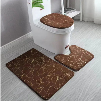 EchoGold Bath Ensemble | Non-Slip Toilet Cover & Floor Mat