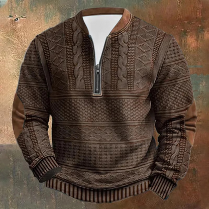 Garrett | Men’s Cable Knit Wool Half-Zip Sweater