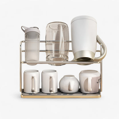 Stainless Steel Kitchen Cup Rack | Double Layer Storage Organizer