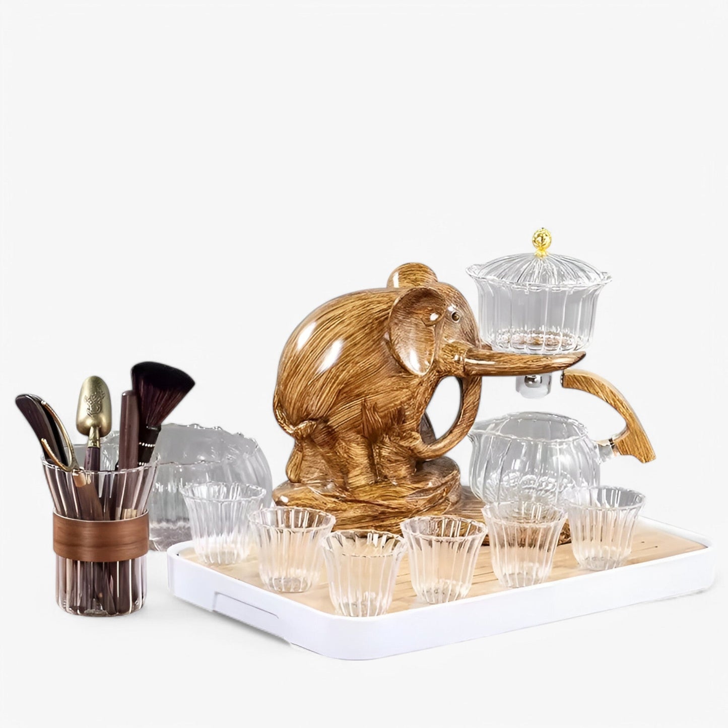 Elegant Elephant Glass Tea Set | Heat-Resistant Teapot Included