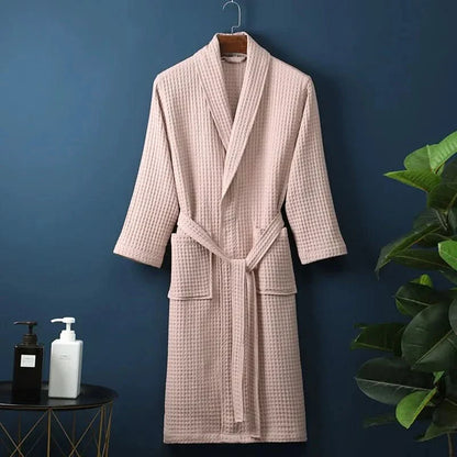 CloudWaffle Unisex Bathrobe | Lightweight Spa Comfort with Soft, Breathable Texture