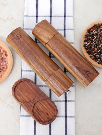SpiceEdge | Contemporary Wooden Pepper & Salt Mill Duo
