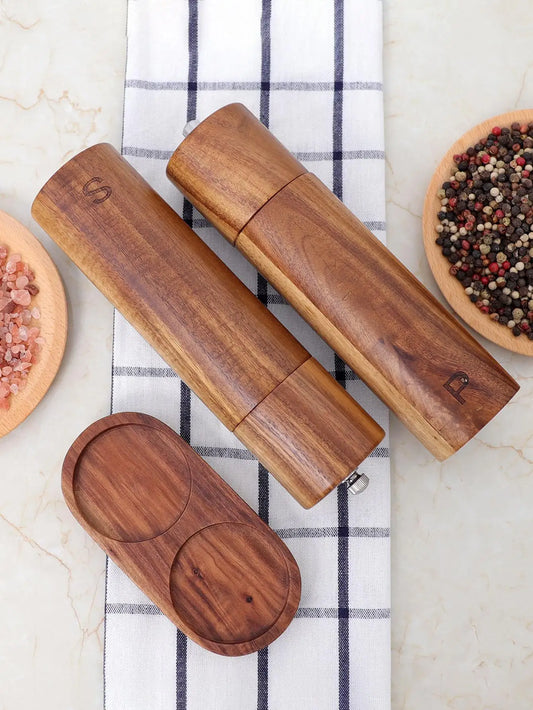 SpiceEdge | Contemporary Wooden Pepper & Salt Mill Duo