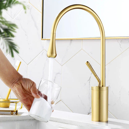 AuricFlow Bathroom Faucet | Brushed Gold Elegance with a Regal Touch