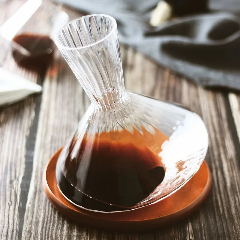 Crystal Glass Wine Decanter | Rotating Base