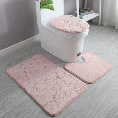 EchoGold Bath Ensemble | Non-Slip Toilet Cover & Floor Mat