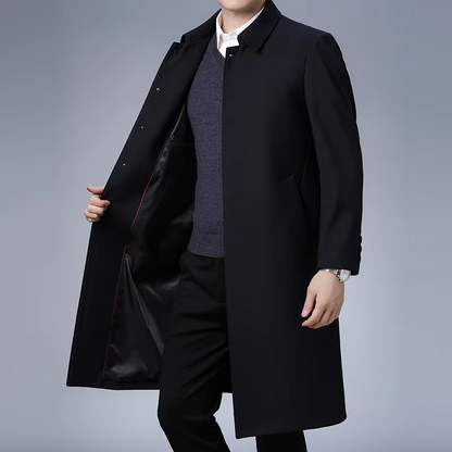 Samuel | Men’s Long Formal Tailored Coat with Button Front