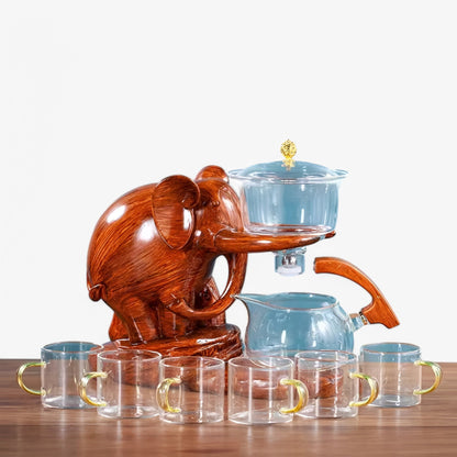 Elegant Elephant Glass Tea Set | Heat-Resistant Teapot Included