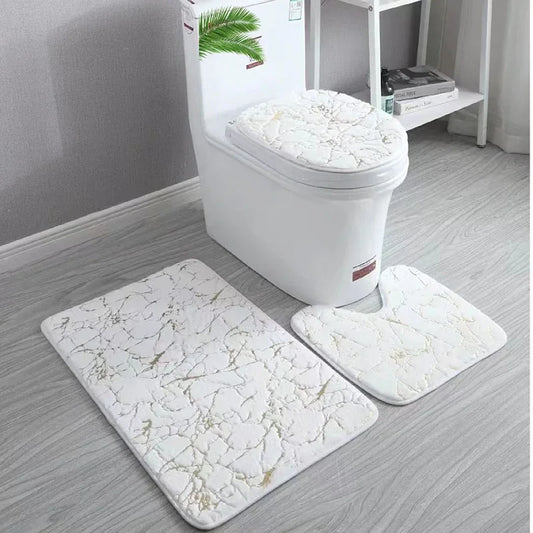EchoGold Bath Ensemble | Non-Slip Toilet Cover & Floor Mat