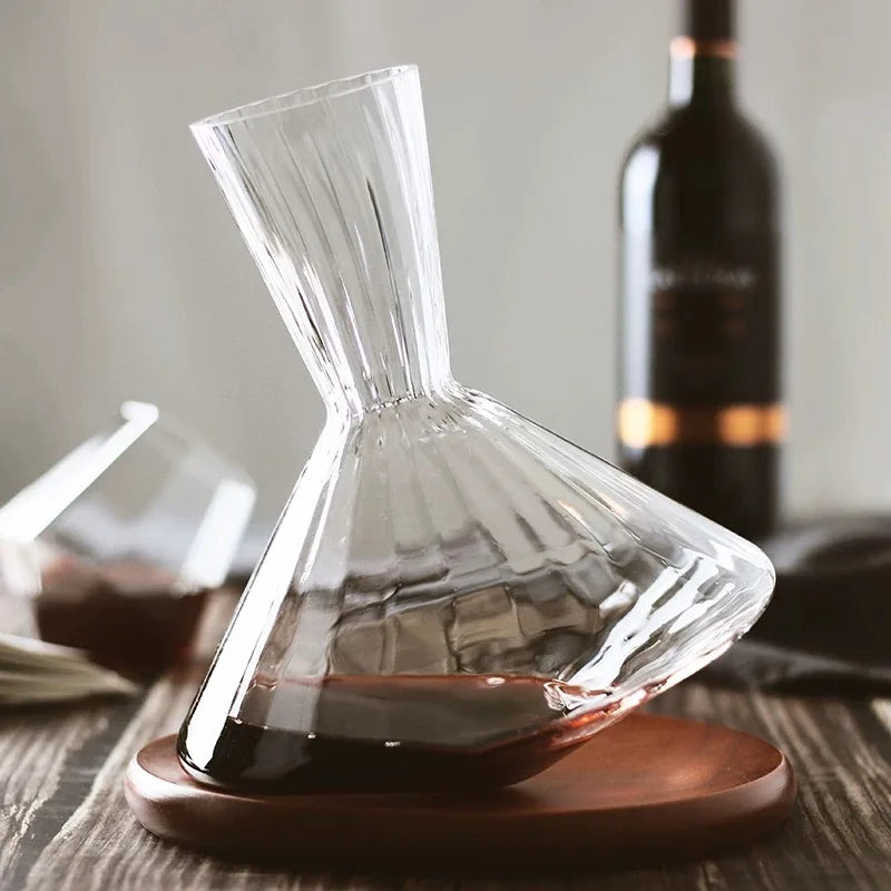 Crystal Glass Wine Decanter | Rotating Base