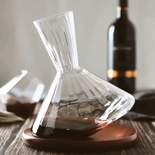 Crystal Glass Wine Decanter | Rotating Base