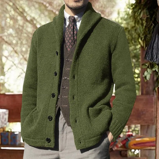 Nathan | Men’s Classic Knit Cardigan with Shawl Collar and Buttons