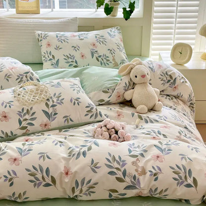 Elegant Floral Cotton Bedding Set | Soft Bed Cover & Pillowcase