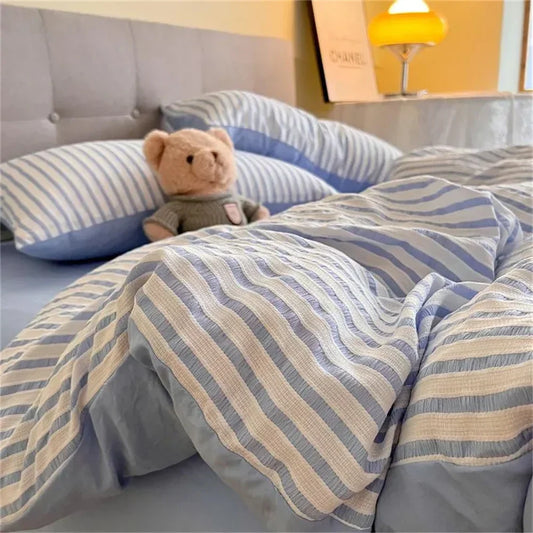 Striped Duvet Cover Set | Soft Bedding with Pillowcases Included