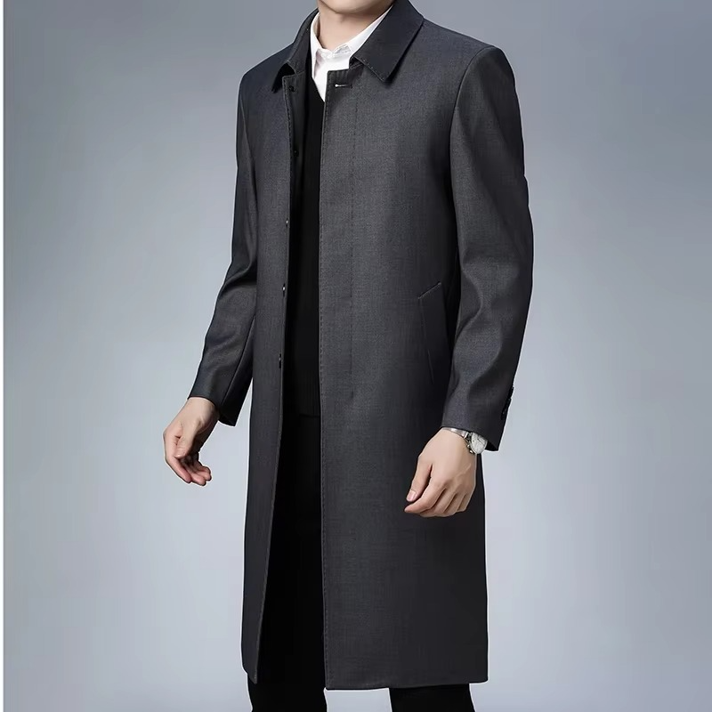 Samuel | Men’s Long Formal Tailored Coat with Button Front