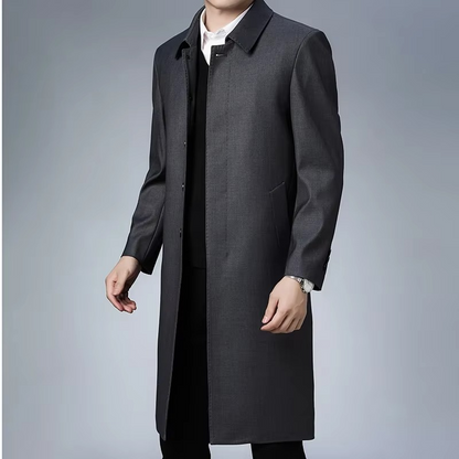 Samuel | Men’s Long Formal Tailored Coat with Button Front