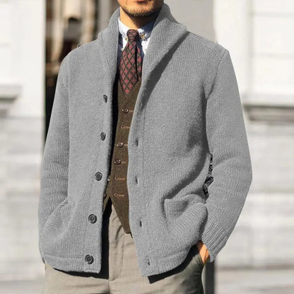 Nathan | Men’s Classic Knit Cardigan with Shawl Collar and Buttons