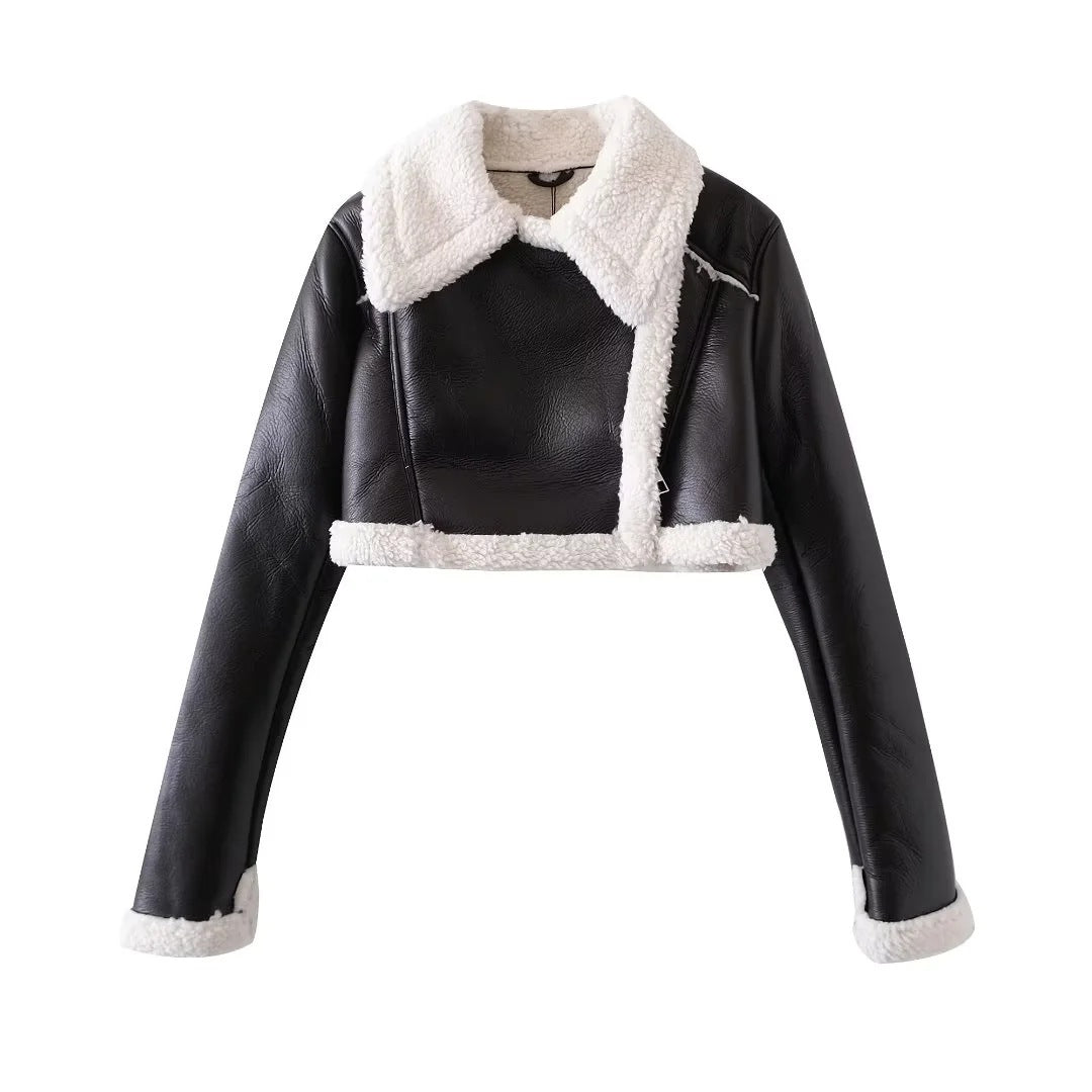 Ital | Women’s Short Fit & Fur Lined Leather Jacket