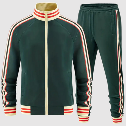 Hunter | Men’s Two-Piece Tracksuit – Full-Zip Top & Stripe Tapered Joggers
