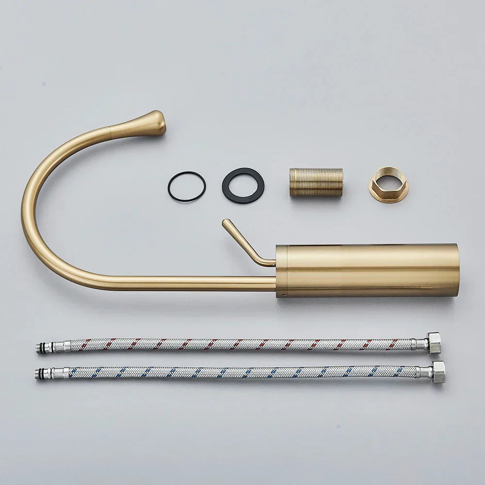AuricFlow Bathroom Faucet | Brushed Gold Elegance with a Regal Touch