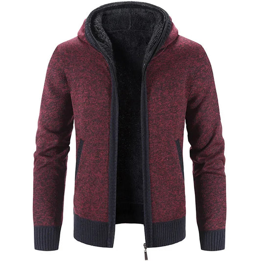 Justine | Men’s Cold Weather Fleece-Lined Hooded Cardigan