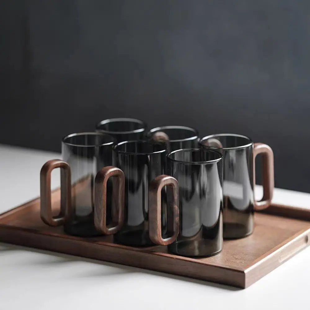 Heat-Safe Glass Mug | Rustic Wooden Handle
