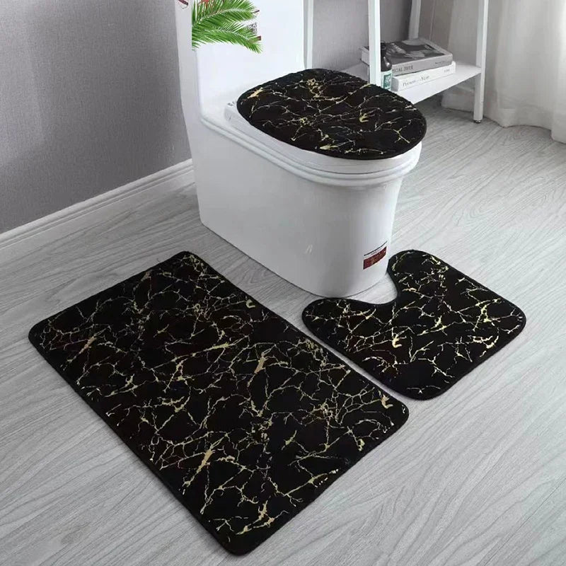 EchoGold Bath Ensemble | Non-Slip Toilet Cover & Floor Mat