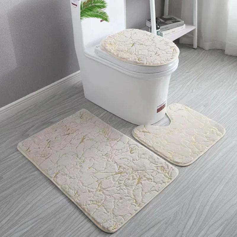 EchoGold Bath Ensemble | Non-Slip Toilet Cover & Floor Mat