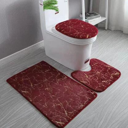 EchoGold Bath Ensemble | Non-Slip Toilet Cover & Floor Mat