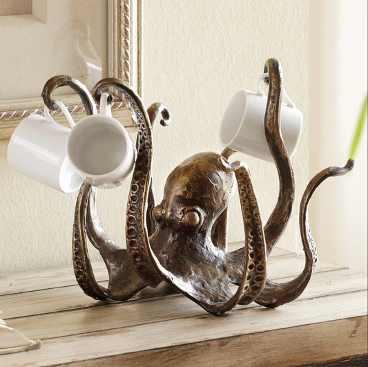 Octopus Coffee Mug Rack | Rustic Kitchen Accent