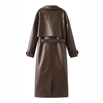 Elena | Women’s Leather Maxi Trench Coat