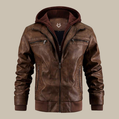 Ashton | Men’s Leather Hooded Moto Jacket