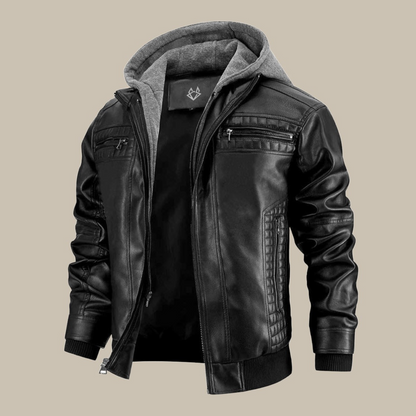 Ashton | Men’s Leather Hooded Moto Jacket